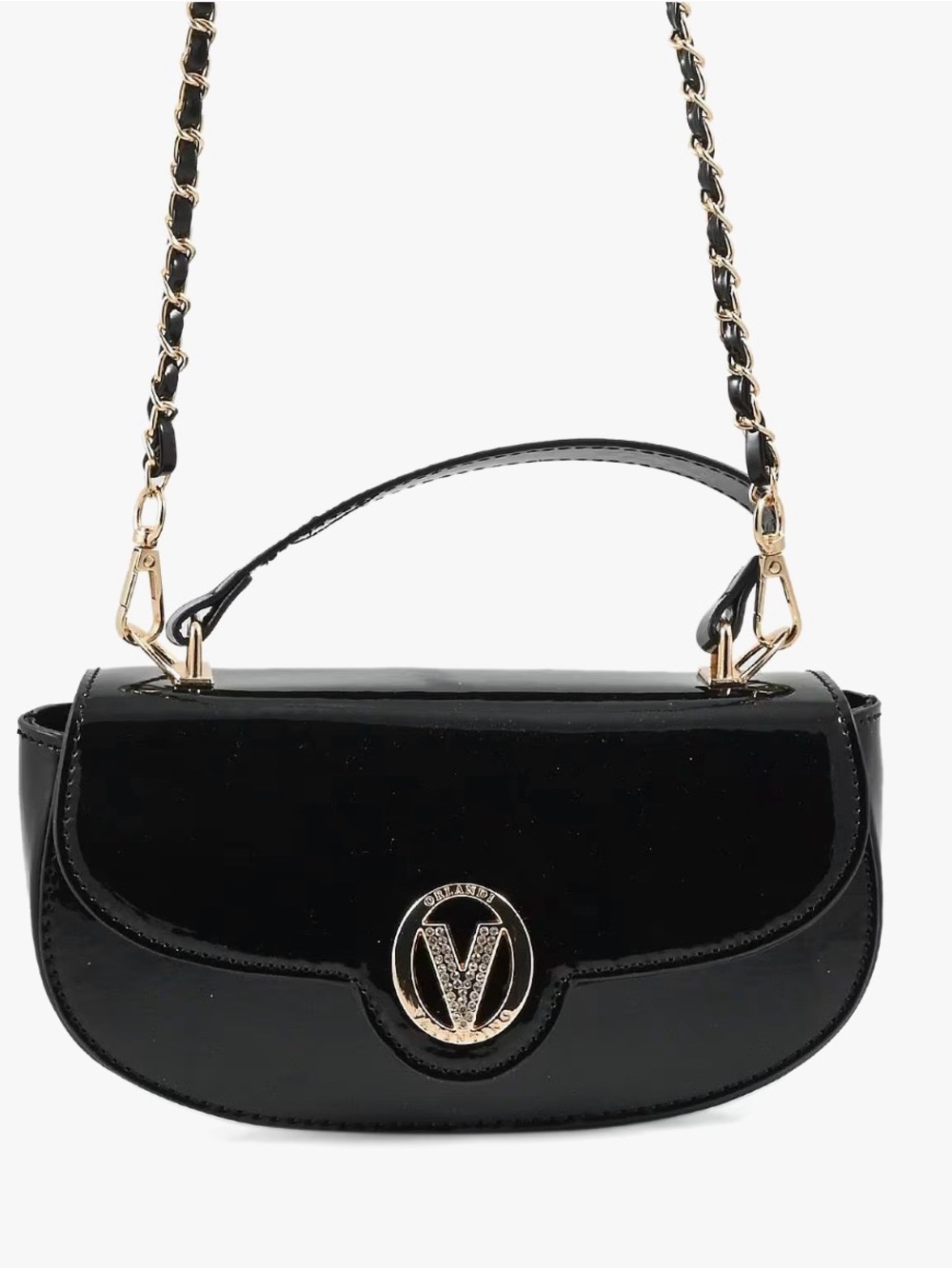 Valentino Orlandi Black Top Handle Patent Vegan Leather Crossbody Bag - Picture 2 of 8